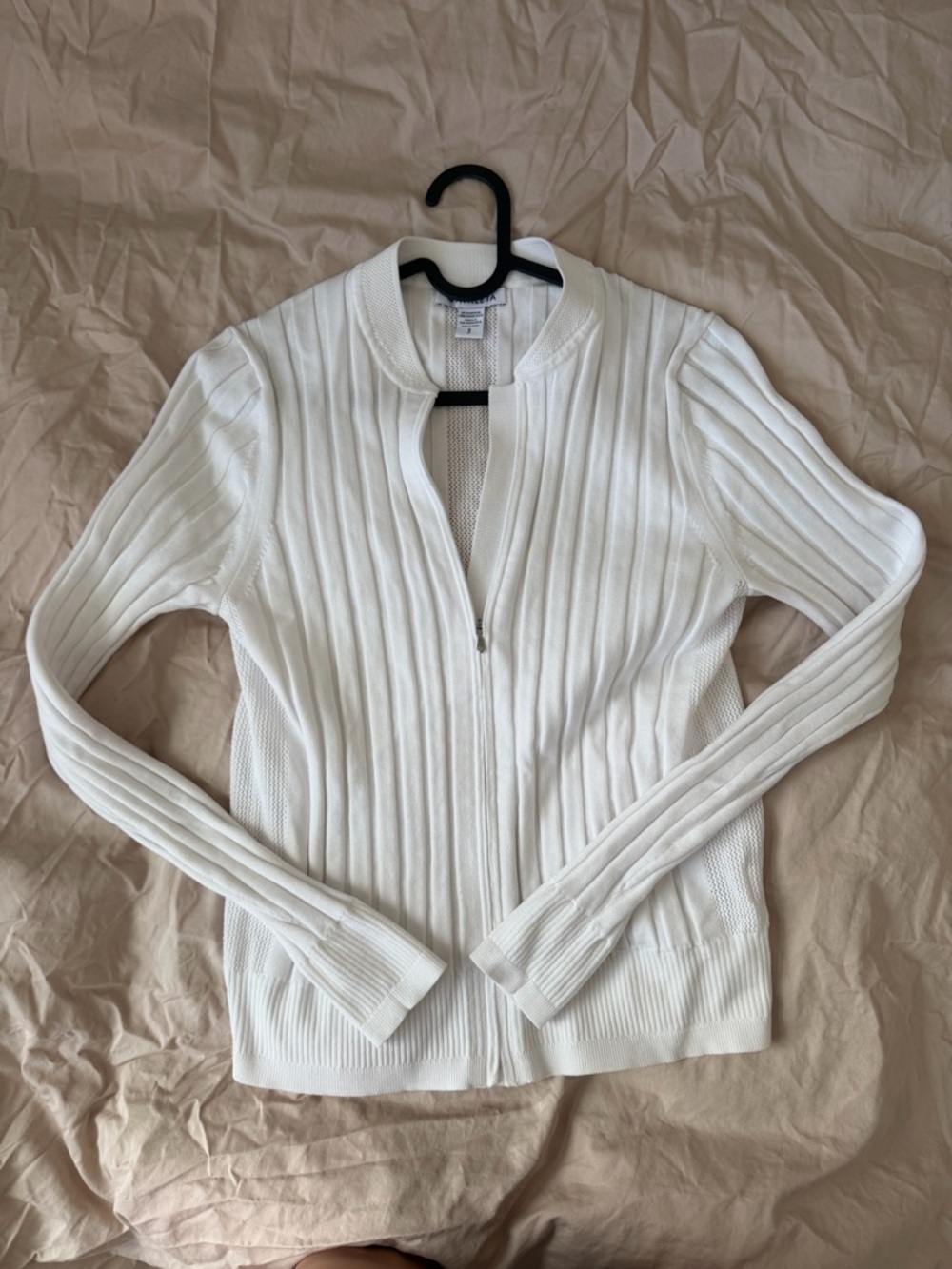 Athleta White Fairway Zip Cardigan Sweater